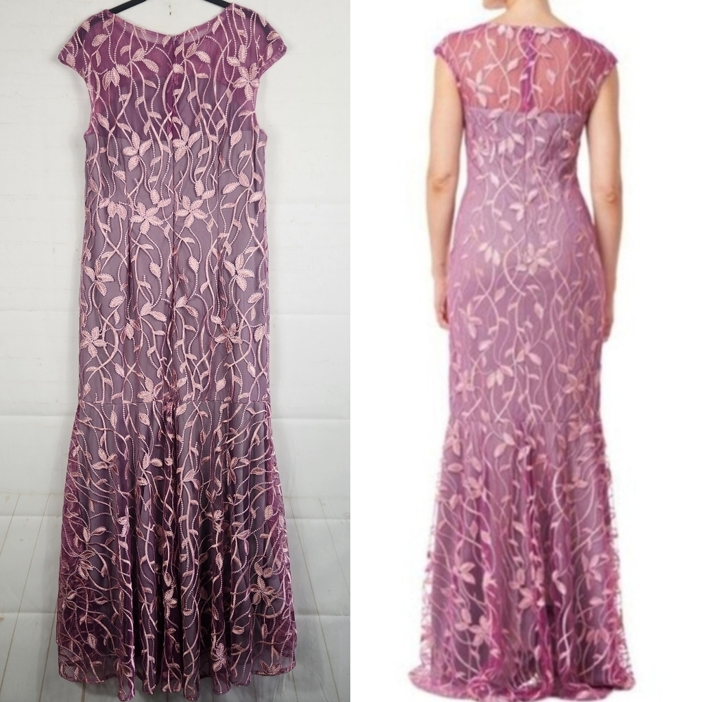 Js Collections Embroidered Mesh Cap Sleeve Evenin… - image 2